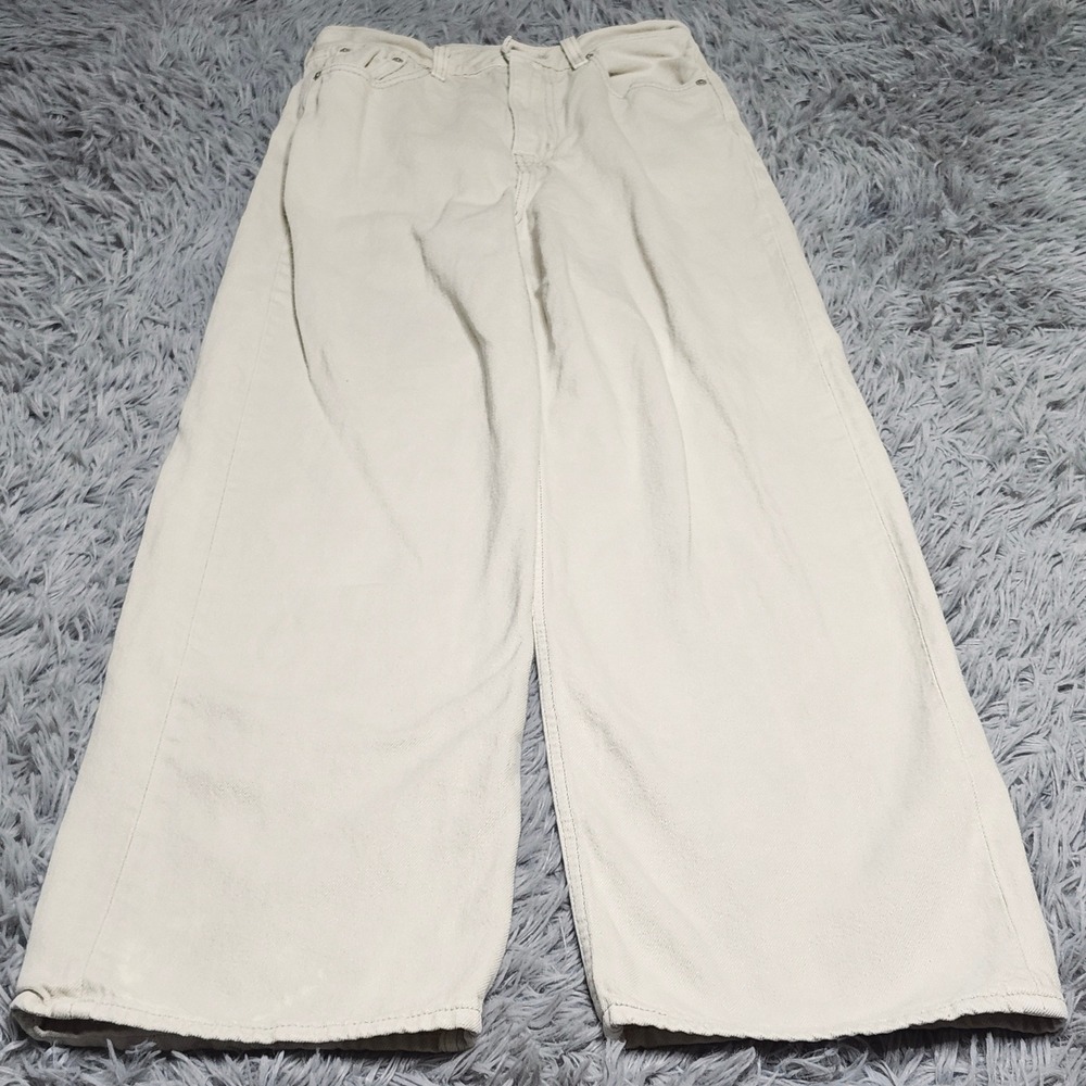 Levis High Loose Jeans Womens 26 26x31 Tan Beige Cotton Hemp Wide Leg Relaxed